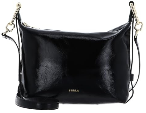 Furla Leder Umhängetasche Tonie Vernice Venice Hobo Bag Nero schwarz
