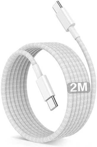 Wenboow Cable USB C 2M compatible avec iPhone 15 16 17 Pro Max/Pro/Plus, 60W Tressé Nylon Câble USB C Charge Rapide Cable Chargeur USB C Tressé Cable USB-C Cable Type C vers Type C Cordon USB C Fil