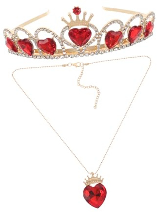HAPINARY Tiara Princesse Élégante avec Cœur Alliage et Strass Ensemble Couronne et Collier pour Mariage et Anniversaire Accessoire de Tête Romantique pour Mariée