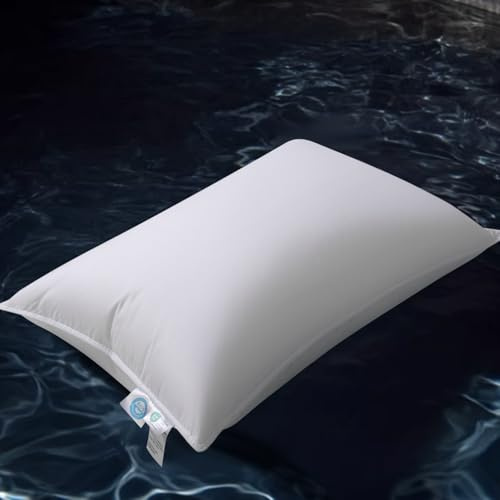 Acnalboma Luxury Down Pillow Standard, Hotel Quality Bed Pillows for Sleeping, 3-Chamber Premium Down Pillow Fluffy Soft for Side, Back Sleepers, 400 Count Cotton Shell, 1 Pack, 19x26