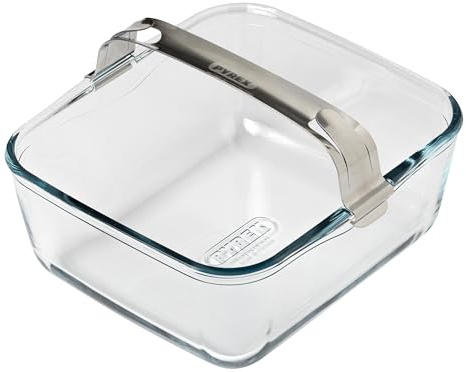 PYREX Auflaufform für Airfryer, Borosilikatglas, 2 L, mit Edelstahl-Griff
