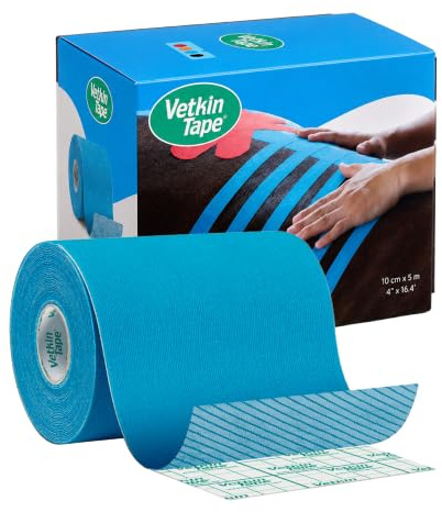 VetkinTape® Kinesiologie Tape für Tiere - Blau (10cm*5m) | 1 Rolle Kinesiotape für Pferde und Hunde | Latexfrei und TÜV-zertifiziertes Kinesiotapes | 25%+ stärkere Acryl-Klebeschicht