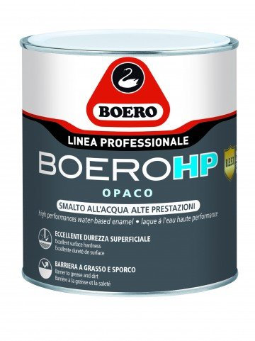 BOERO HP OPACO LT 2.500 Smalto all'acqua ad altissime prestazioni. Barriera antisporco ed antigraffio. Ottimo per verniciare ferro,legno, plastica,PVC, lamiera zincata etc.