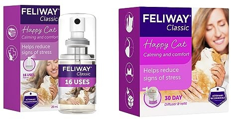 Feliway Classic 20 ml Spray with Classic 30 Day Starter Kit - Diffuser and Refill, 48 ml
