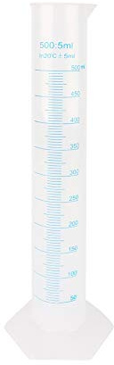 Measuring Cylinder, Measuring Beaker, 500ml Plastic Graduated Cylinder Laboratory Trial Test Liquid Tube with Graduation Lines Plastic Tube Beakers for Laboratory Test