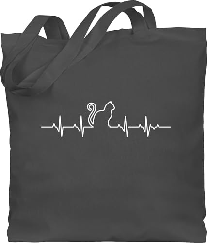 Shirtracer - Baumwolltasche - Katzenbesitzer Geschenk - Herzschlag Katze