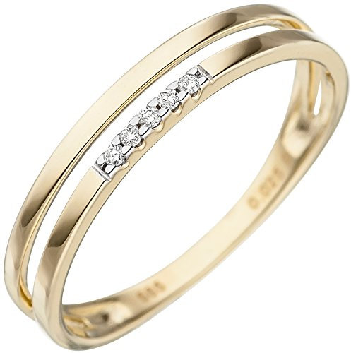 Jobo Damen-Ring aus 14 Karat 585 Gold mit 5 Diamanten Größe 56