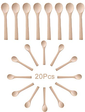 20 Stück Handgemachte Holzlöffel, Mini-Holzlöffel,Gewürze Salz Löffel,13cm Kleine Holz Löffel,für Eis, Honig, Kaffee, Tee, Gewürze, Drogen