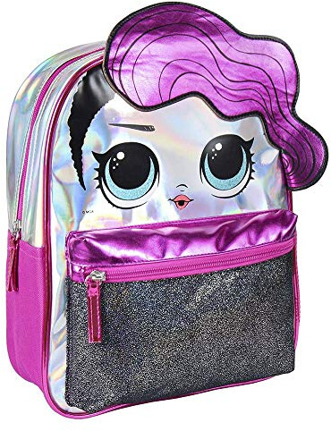 Cerdá - Mochila Infantil Metalizada Brillante de LoL Surprise de Color Rosa Fucsia - Licencia Oficial LOL Surprise
