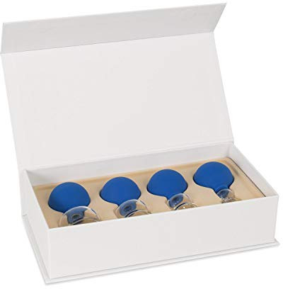 AFH Schröpfgläser Premium mit Bulk 4er Set in Box | Typ 2 - Olive | Farbauswahl (Blau)