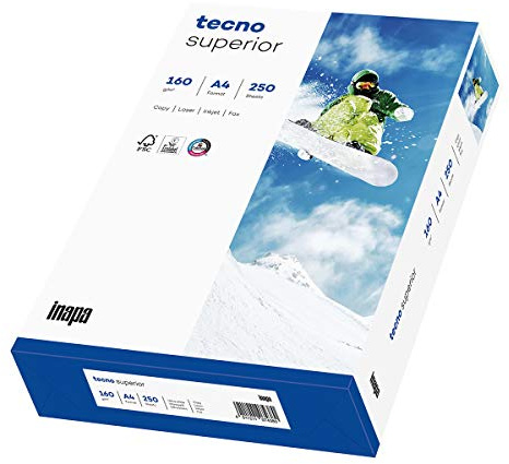 inapa Drucker-/ Kopierpapier tecno Superior: 160 g/m², A4, 250 Blatt, hochweiß