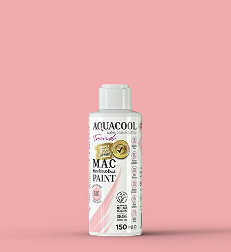 Happy Woody AquaCool - Pintura acrílica multisuperficie, tiza, mate, de secado rápido, para uso interior y exterior en muebles, madera, plástico, vidrio, cerámica, piedra (150 ml, rosa bebé 510)