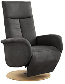 CAVADORE TV-Sessel Juba / Fernsehsessel mit manuell verstellbarer Relaxfunktion / 75 x 112 x 82 / Lederoptik, Grau