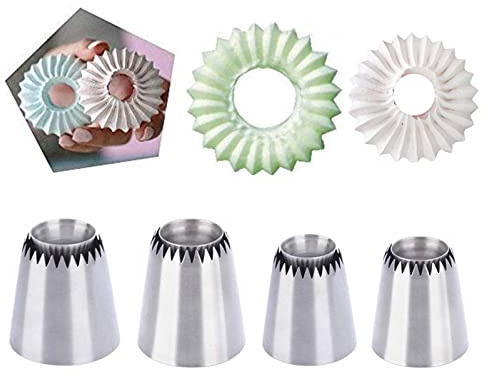 RoseFlower 4 PCS Large Piping Tips Set - Grade Stainless Steel Big Piping Nozzles Kit for Pastry Cupcakes Cakes Cookies Decorating Supplies Baking Set #1