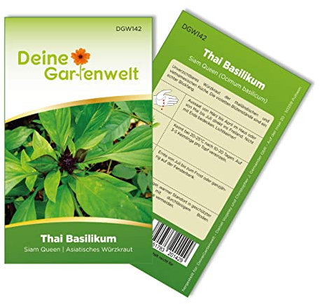 Thai Basilikum Siam Queen Samen - Ocimum basilicum - Basilikumsamen - Kräutersamen - Saatgut für 100 Pflanzen