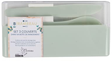 BIRAMBEAU - Set De Couverts Nomade Complet 3 Pièces : Fourchette, Couteau, Cuillère et Boite Rangement - Idéal Repas Extérieur