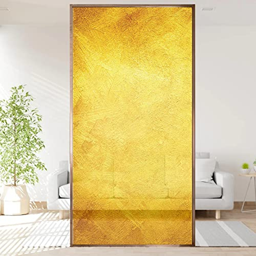 Fensterfolie 3D Fensterfolie Selbstklebend Blickdicht Statische Folie ohne Klebstoff Sichtschutz Milchglas Fensterfolien Büro und Zuhause Dekofolie Anti-UV 45X200 cm - Gelb Unregelmäßig