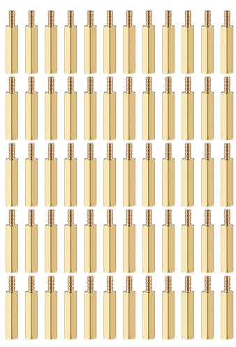 YOKIVE 100Stk M2.5 Abstandshalter Schrauben Messing Sechskant PCB Abstandshalter Halten Höhe Konsistent Perfekt für Hauptplatine (Gold Ton 18mm+6mm)