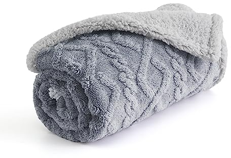 LE SURE Small Dog Blanket Washable, Waterproof, 80x60cm, Grey | Small Sized Blanket, Waterproof Protection for Couch, Gentle Sherpa Plush Fit Puppies and Medium Cats, Washable Design