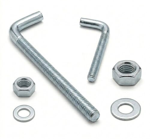 Metrische L-Haken inkl. 2x Muttern + Scheiben, Gewinde M4-M8, Stahl verzinkt (50, M8 x 80 mm)