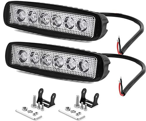 JRUKM 2x 18W LED Arbeitsscheinwerfer Offroad Zusatzscheinwerfer Flutlich 12V 24V Zusatzscheinwerfer 6000K 1600LM Scheinwerfer IP67 für Trecker Bagger SUV, UTV, ATV