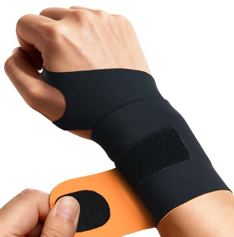 HiRui Ultra-Thin Elastic Wrist Brace Wrist Wraps, Compression Wrist Straps Support for Carpal Tunnel Arthritis Tendonitis Sprains Pain Relief Workout, Soft & Comfortable (Black (Pack of 1))