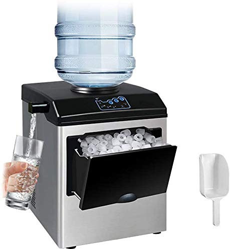 Automatic Portable Electric Ice Machine - 12 Ice in 8-12 min - 25 kg/24 H - Counter Top LED Display - Includes Ice Scoop Basket - Drinking Fountain Ice Maker Machine