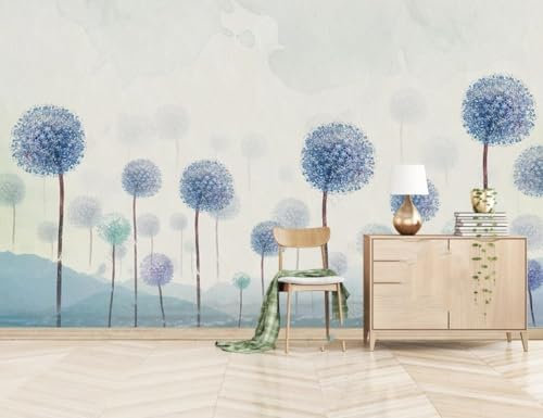 Fototapete Blumen 3D Tapeten 3D Effekt Wohnzimmer Schlafzimmer Vliestapete Moderne Minimalistische Blaue Pusteblume Natur Grau Graffiti Steinoptik Kinder Tapeten