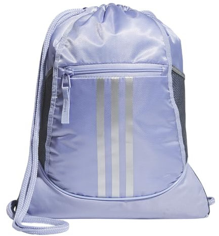 adidas Alliance II Sackpack, Drawstring, Lightweight Small Gym Bag for Women, Soccer Backpack, Violet Tone Purple/Silver Metallic, One Size
