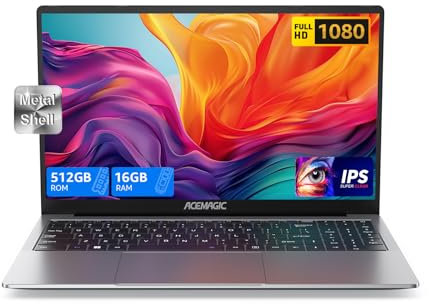 ACEMAGIC PC Portatile 16GB DDR4 RAM 512GB SSD,Alder Lake-N N97【Battere N100/N95,Fino a 3.6Ghz】 Notebook,15.6 Full HD Computer portatile 2.4G/5G WiFi,BT5.0,Type_C, USB3.2,HDMI Ufficio(Grigio) 2024