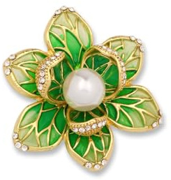 Kristall Perle Blume Brosche Pin Petal Emaille Revers Stift Elegant Grüne Blumen Abzeichen Pin Kleid Kleidung Zubehör Schmuck Geschenk