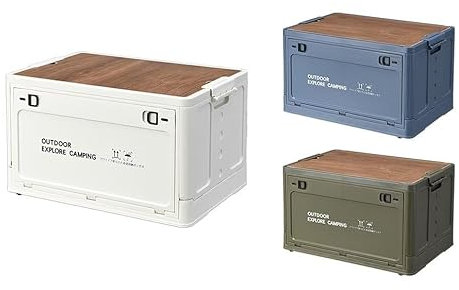 Suixtil Zusammenklappbare Aufbewahrungsbox, Kiste, Mehrzweckbox mit Holzdeckel, stapelbare Aufbewahrungsbox aus Kunststoff, Kleider- und sonstige Box 3 Sets