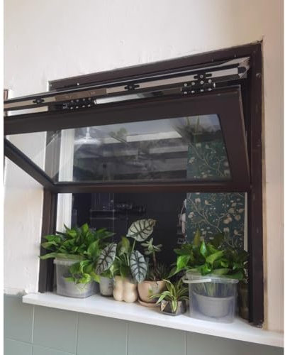 Rygcrud Konzessionsfenster Mit Klarem Gehärtetem Glas, Flächenbündiger Einbau Imbisswagen Service-Fenster Für Außenküche Aluminium-Legierung Schuppen-Fenster Mit Griff(70x120 cm)