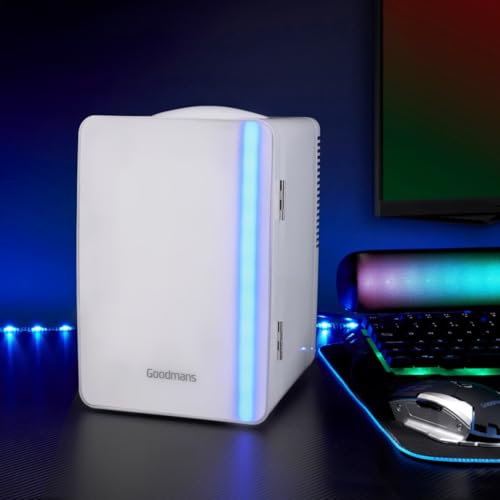 New Fantastastic LED Gaming Fridge, Internal & External LED Lights, Compact Design Mains Powered, White