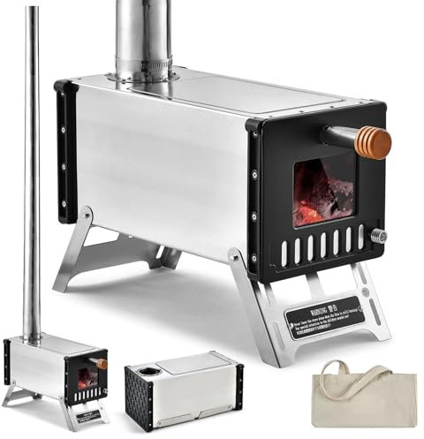 Stufa a tenda Stufa a legna, Stufa A Legna Ultra Leggera for Esterni, Fornello Da Cottura Portatile Con Tubo Di Ventilazione, Set Fornello A Gas Pieghevole In Acciaio Inossidabile, Con Copertura Della