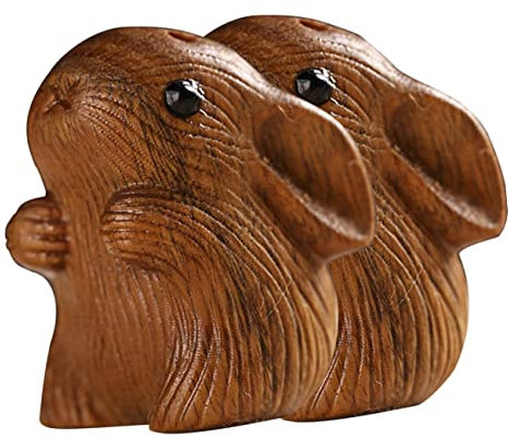Cabilock 2stücke Holzanhänger Hase Filigran Geschnitzt Vintage Holz Hasenanhänger Schlüsselanhänger Accessoire Geschenkidee Weihnachten Anhänger Langlebig Charms