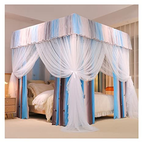 Betthimmel, Moskitonetz für Schlafzimmer, Deluxe-Betthimmel im Prinzessinnen-Stil, doppelter Verdunkelungsvorhang mit 4-Stangen-Unterstützung (Größe: 200 x 220 x 200 cm)