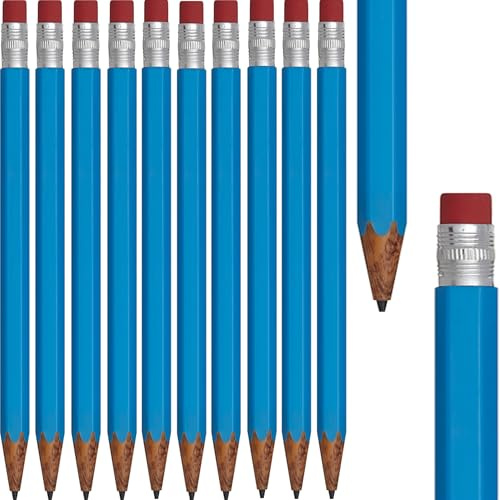 10 matite a pressione in plastica effetto legno con gomma da cancellare all'estremità del fusto, con 1 mina da 0,7 mm, per scuola, ufficio, casa e università, in 6 colori (blu)