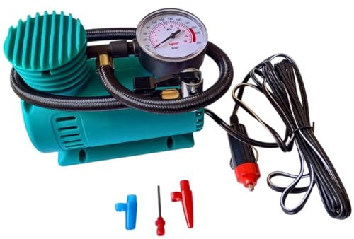 Compressore Portatile 12 V da Accendi Sigari, Pressione max17 Bar 250 psi, Tubo Alta Pressione 45 cm, Cavo Alimentazione 2,7 m Pompa per Pneumatici, per Auto,Bici,Motoclico