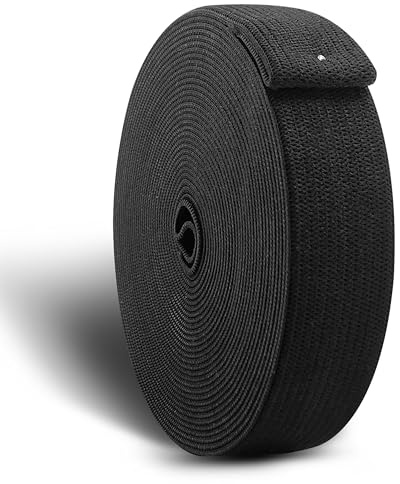 CZ Store®-Cinta Elástica de Costura X1 | 20MM | 20MTS LARGO - ✮GARANTÍA DE POR VIDA✮ Poliéster Elástico, Accesorios para Tejer, Correa Resistente para Ropa, Pantalones - NEGRO