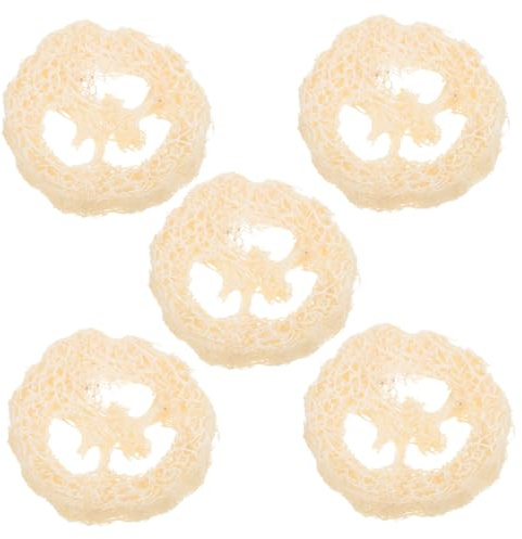 FOMIYES 5 piezas Esponjas Esponja Natural de Luffa para Ducha y Cocina Estropajo Jabón Soporte con Diseño Autodrenante Multiusos para Baño y Limpieza