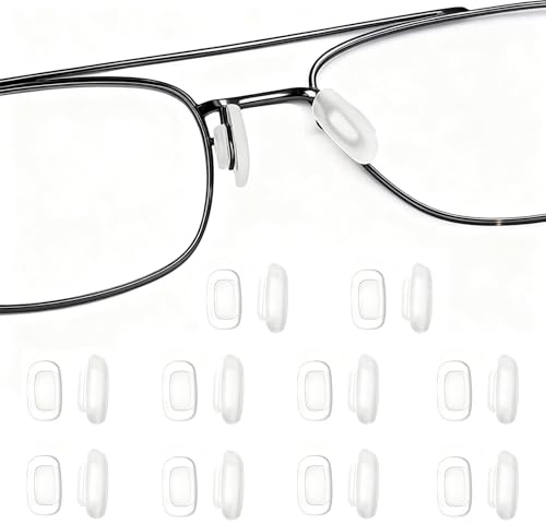 Soiftra Lot de 10 paires de plaquettes nasales en silicone blanc souple antidérapant rectangulaire pour éviter que les lunettes ne glissent