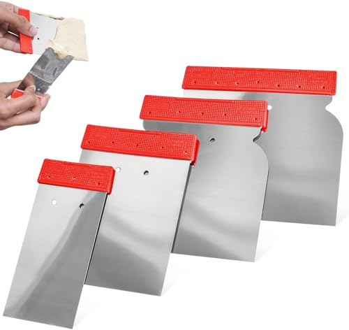 ZAVIA Filling Knives Pack of 4 | Flexible Filling Knife | Stainless Steel Filler Spreader | Filling Knife Set for Holes, Cracks, & Walls | Filler Knife with Plastic Grip