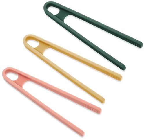 Sibba Silikon Minizange 3 PCS Kleine Kochzange Bunt Servierzange Küchenzange Zange für Lebensmittelspitzen Tragbare Pinzette Rutschfeste Obstgriffe für Feinmotorik Vorschulkinder Zucker Salat Snacks B