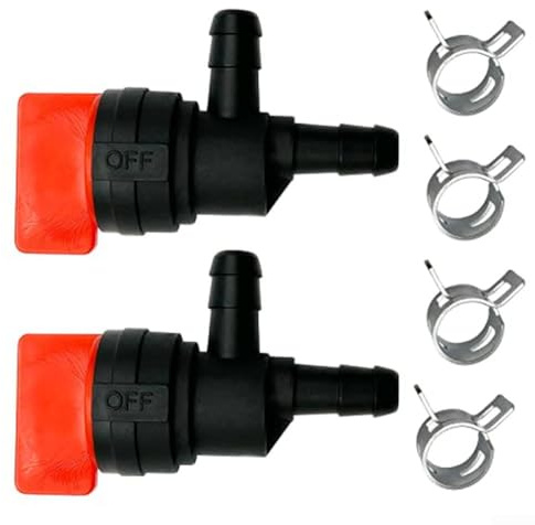 Válvula de cierre de combustible de 90 grados compatible con maquinaria pequeña, incluyendo motosierras, cortadoras de césped y tractores de jardín, diseñada para diámetro de tubo de combustible de 1