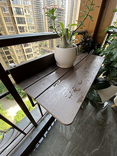 Balcony Hanging Table,Folding Balcony Hanging Table with Solid Wood Desk Height Adjustable Household Bar Table for Leisure Shelf Space Saving Lifting Utility Table