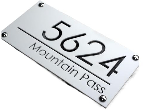 Large External House Numbers Sign Modern Residential Number Plate 3D Cutting Acrylic Street(White black,18x35cm(7x13.8in))