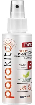 PARAKITO - Spray Anti-Moustique Tropical - Répulsif Moustiques et Tiques - Dès 3 Ans - Sans DEET - Sans Alcool - Fabriqué en France - 100 ml
