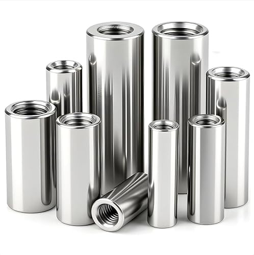 qjuwhua 12 manicotti filettati rotondi M4, M4 x 8 x 20 mm, in acciaio inox 304, dado di collegamento, dado di giunzione, filettatura interna, manicotto distanziale, dado a barra per macchine, mobili