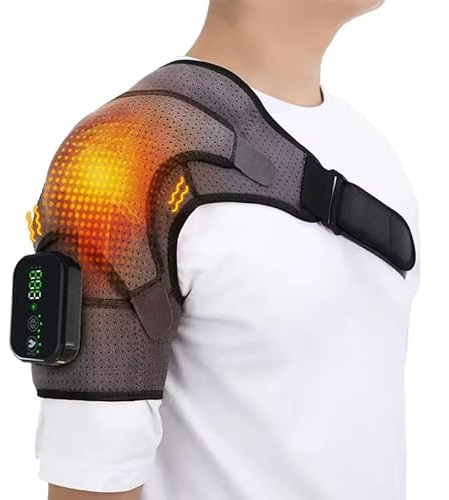 Masseur D'épaule Chauffant Sans Fil, 3 Chauffage et Vibration